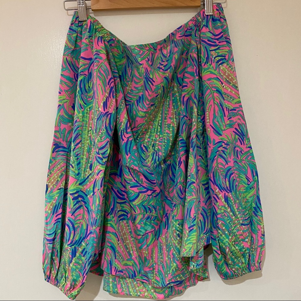 Lilly Pulitzer off the shoulder silk top